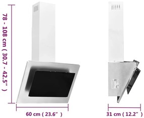 Exaustor parede 60 cm aço inoxidável e vidro temperado prateado