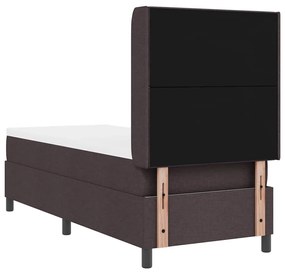 Cama Box com Colchão e LED Castanho Escuro 80x200 cm, Tecido
