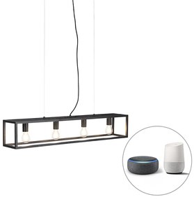 LED Candeeiro Pendente Inteligente Industrial Preto c/ 4 WiFi A60 - Cage Industrial