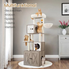 Arranhador para gatos 2 em 1  com caixa de areia 60 x 52 x 185 cm (C x L x A) Greige
