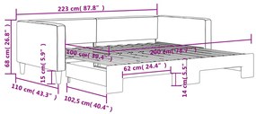 Sofá-cama com gavetão 100x200 cm tecido cinzento-escuro
