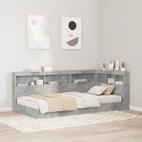 Cama com Estante Cinza Concreto 100x200 cm Madeira Engenheirada