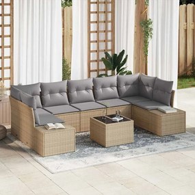 vidaXL Conjunto de Sofás para Jardim com Almofadas Bege de Polyrattan