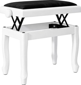 HOMCOM Banco para Piano Regulável 45-56 cm com Assento em Veludo, Pés em Madeira, até 120 kg, Branco | Aosom Portugal