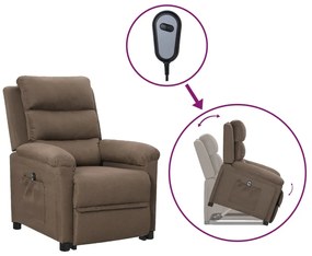 vidaXL Poltrona elevatória tecido cinzento-acastanhado