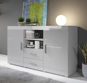 Aparador "Manvy" - 140x80x40 cm - Cinzento Brilhante - Design Moderno