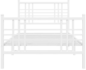 Estrutura de cama com cabeceira e pés 90x190 cm metal branco