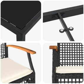 Conjunto de Jantar de Jardim com 5 Peças e Almofadas em Polyrattan Pre