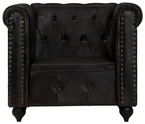 Poltrona chesterfield couro genuíno preto