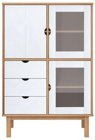 Armário alto OTTA 85x43x125 cm pinho maciço castanho/branco