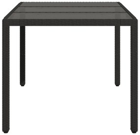 Mesa de jardim com tampo de vidro 150x90x75 cm vime PE preto