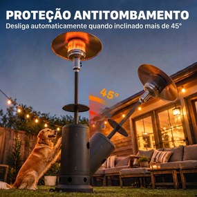Aquecedor de Exterior a Gás para Terraço com Espaço para Garrafa de Gás 13 kW Castanho