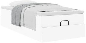 Estrutura de cama otomana com colchão branco couro falso