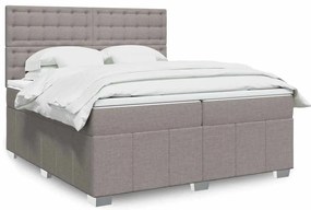 vidaXL Cama com molas/colchão 200x200 cm tecido castanho-acinzentado