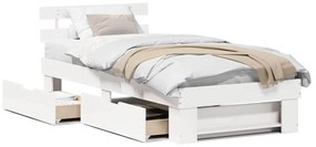 Estrutura da Cama Branco 75 x 190 cm Madeira de Pinheiro Sólido