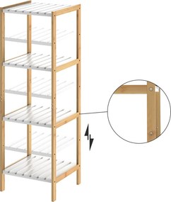 Estante de banheiro em bambu 110 x 33 x 34 cm Castanho + Branco