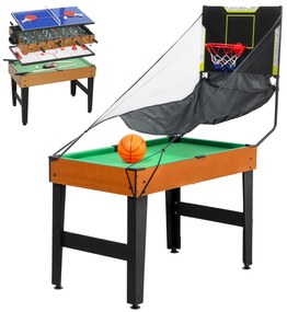 SPORTNOW Mesa Multijogos 5 em 1 Mesa de Jogo com Matraquilho Bilhar Ping-Pong Hóquei e Basquetebol 134x108x144 cm Madeira e Preto | Aosom Portugal