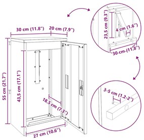 caixa de correio Preto 30 x 23 x 55 cm Aço galvanizado