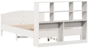 Cama com estante sem colchão 140x200 cm pinho maciço branco