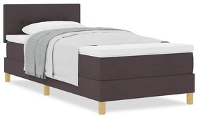 Cama Box Spring com Colchão Castanho Escuro 100x200 cm Tecido
