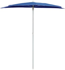 Guarda-sol semicircular com mastro 180x90 cm azul-ciano