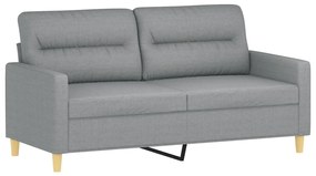 Sofá 2 lugares + almofadas decorativas 140cm tecido cinza-claro
