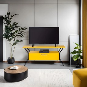 Móvel TV Tarz – Amarelo/Preto – 125x54x35 cm
