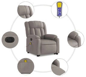 Poltrona elétrica elevatória massagens tecido cinza-acastanhado