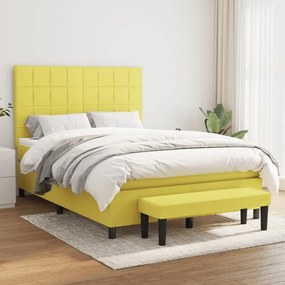 vidaXL Cama com molas/colchão 140x190 cm tecido verde-claro