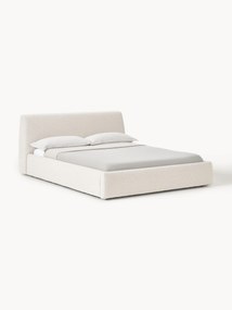 Cama estofada em bouclé com arrumação Cloud