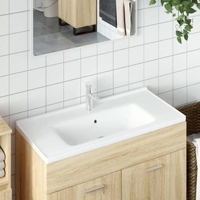 vidaXL Lavatório casa de banho retangular 100x48x19,5 cerâmica branco