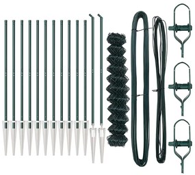 Conjunto de Postes de Cerca Verde 1 x 25 m