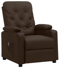 Poltrona reclinável elétrica couro artificial castanho