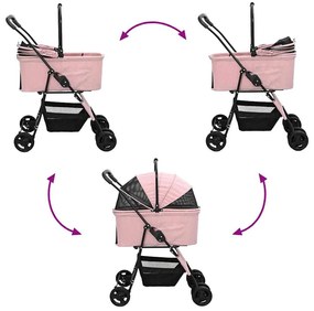 Carrinho de Pet Dobrável Rosa 81 x 47 x 99 cm Tecido Oxford