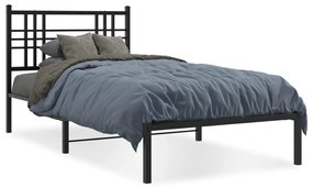 vidaXL Estrutura de cama com cabeceira 90x190 cm metal preto
