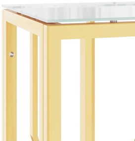 Mesa consola 70x30x70 cm aço inoxidável e vidro dourado