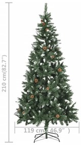 Árvore de Natal artificial com pinhas pré-iluminada 210 cm