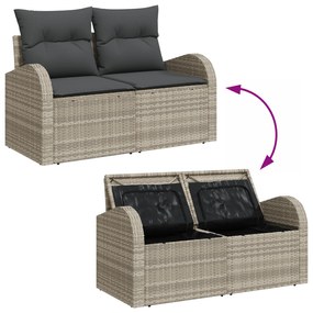 Conjunto de Sofá de Jardim de 5 Peças com Almofadas Cinza Claro Polyra
