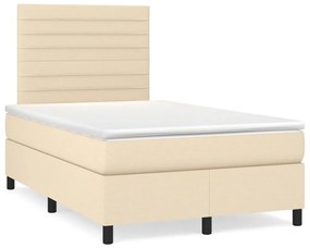 vidaXL Cama boxspring com colchão 120x190 cm tecido cor creme
