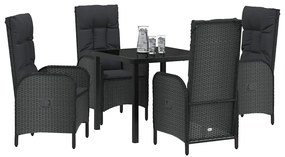 Conjunto de Jantar para Jardim 5 Peças em Rattan Sintético Preto