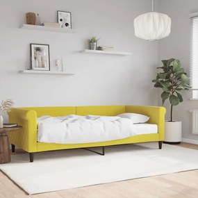 Sofá-cama com colchão 90x200 cm veludo amarelo