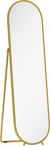 HOMCOM Espelho de corpo inteiro, formato oval, autoportante, armação metálica, 50x180cm, Dourado | Aosom Portugal