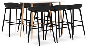 7 pcs conjunto de bar branco e preto
