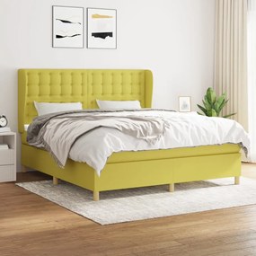 vidaXL Cama com molas/colchão 180x200 cm tecido verde