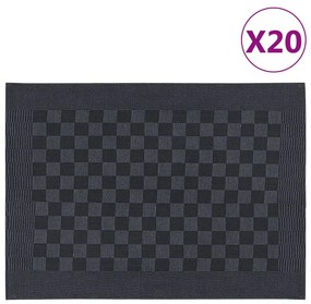 vidaXL Panos de cozinha 20 pcs 50x70 cm algodão preto e cinzento