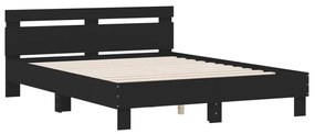 Estrutura de cama com LED sem colchão 150x200 cm preto