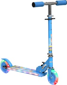HOMCOM Trotinete para Crianças Dobrável com Luzes e Música 4 Alturas Ajustável Rodas Brilhantes e Pedal LED 67x60x63-76 cm Azul | Aosom Portugal