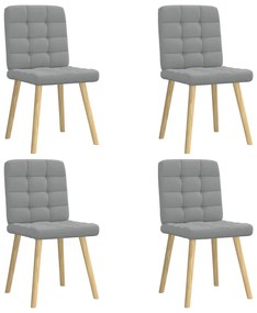 Cadeiras de jantar 4 pcs tecido cinzento-claro