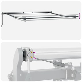 Toldo Retrátil Automático com LED Preto 500x300 cm, Tecido de Substitu