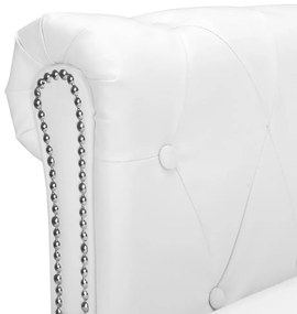 Sofá Chesterfield em L Couro Artificial Branco